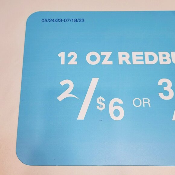 Redbull 12 oz Reg Sugarfree Summer Edition Graphic Large Pump Topper Promo Sign - Picture 2 of 5